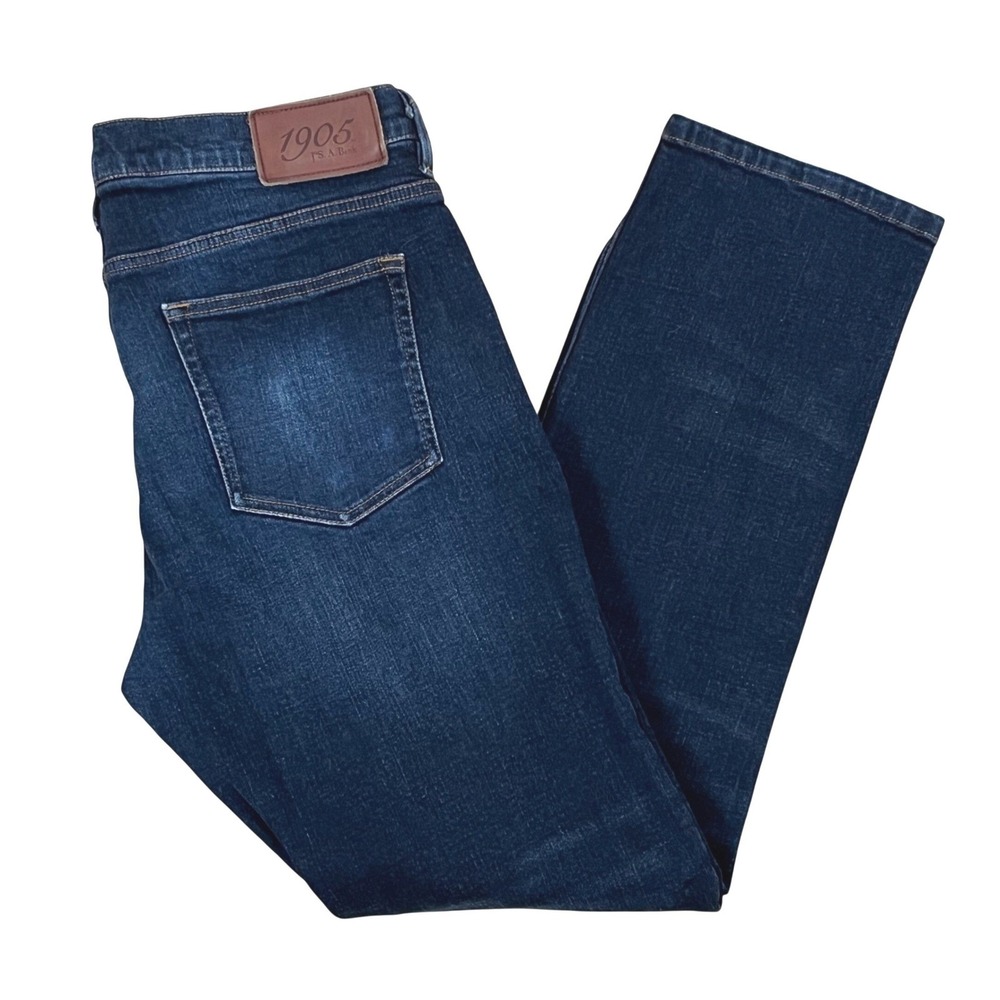 Jos A Bank Mens 1905 Tailored Fit Jeans 36x31 Dark Blue Denim Stretch Versatile